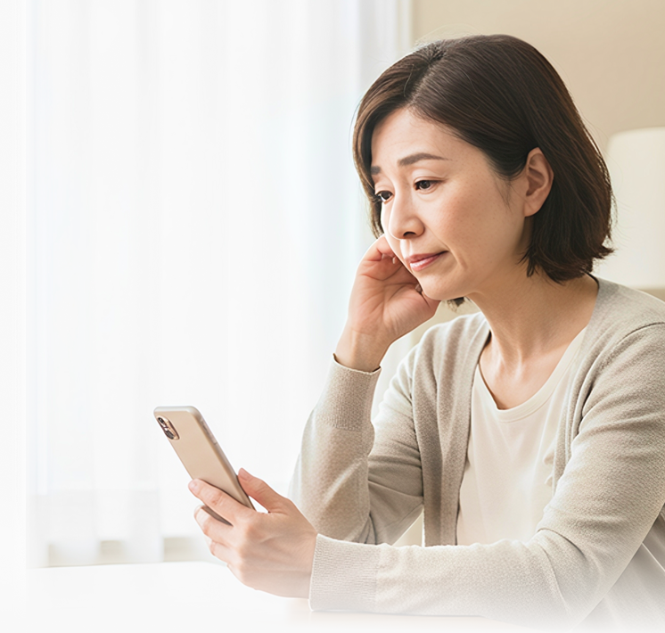 心配そうなお母さんの顔